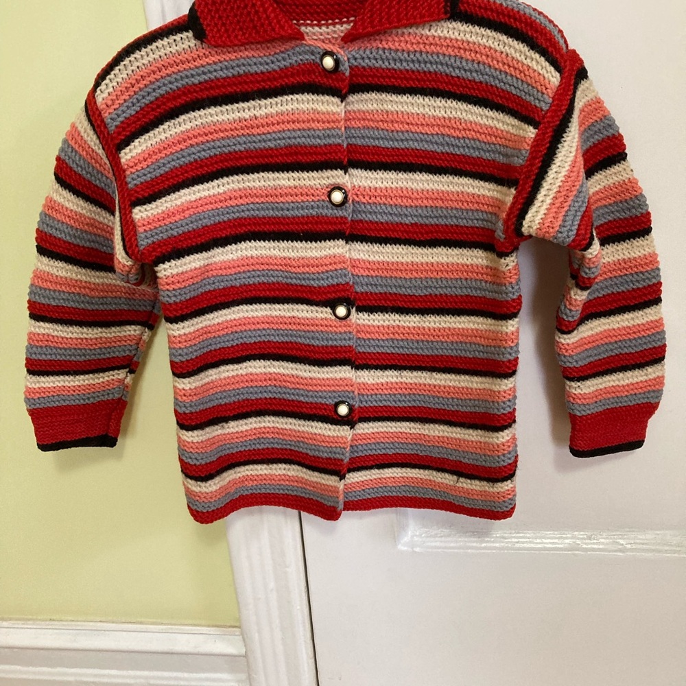Artisan Red and Pink Striped Kids Sweater